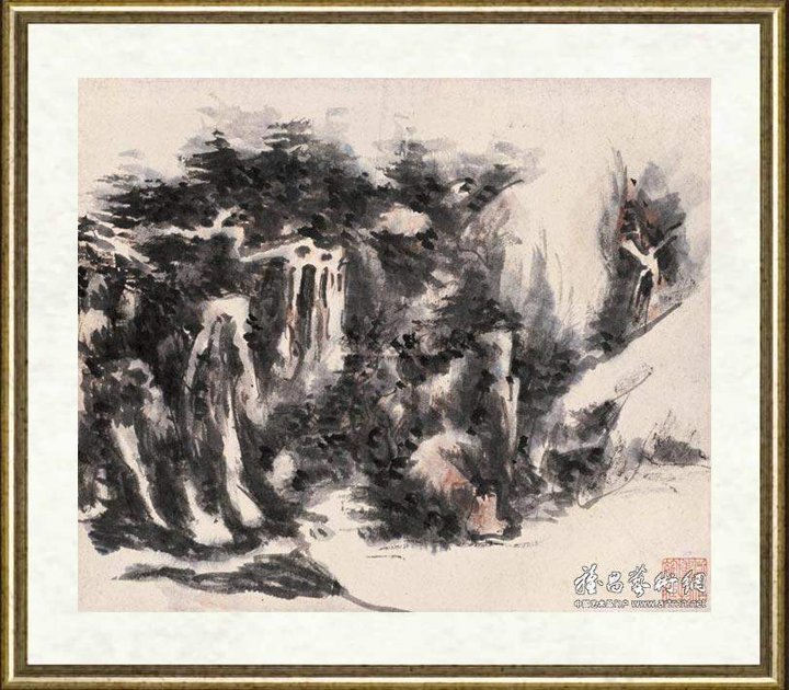 黄宾虹_设色山水册之三