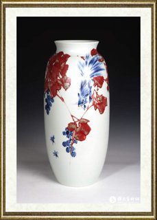 陈葆棣_青花釉里红《秋趣》瓶