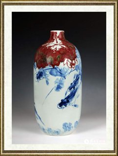 陈葆棣_青花釉里红《鱼跃》瓶
