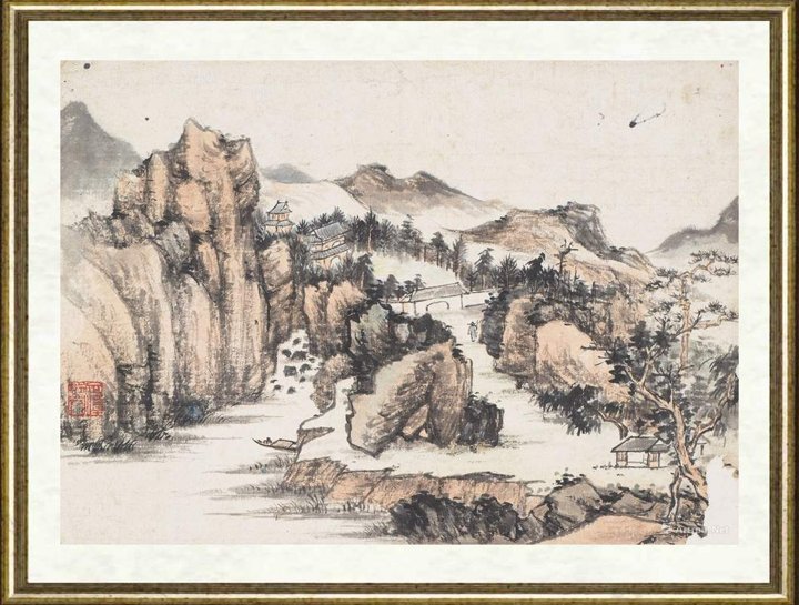 张仲平_秋山晓寺-家藏作品