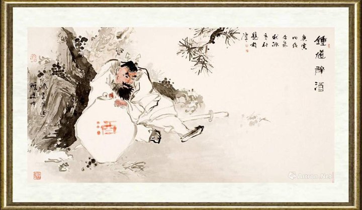 贾冰吾_钟馗醉酒（指画）
